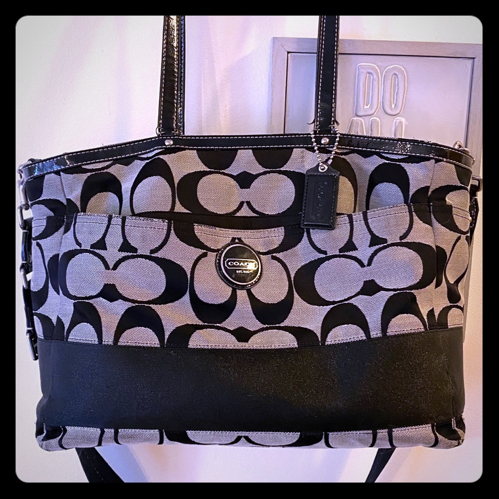 Coach Black Signature Authentic Diaper Bag